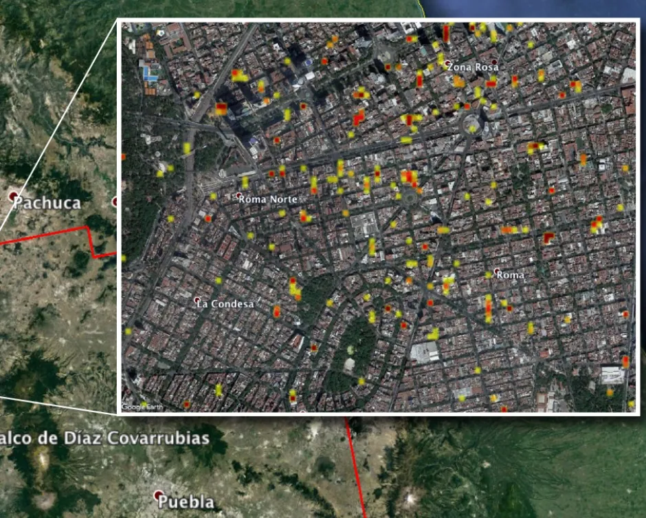 Mapa de calor urbano del Sistema ONYX